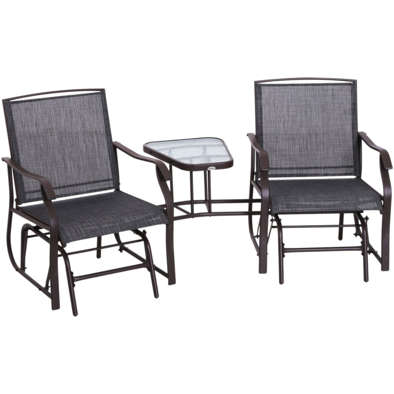 Bistro Set With Glider Chairs, Black