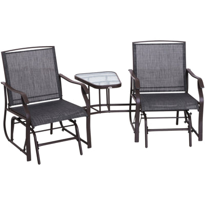 Bistro Set With Glider Chairs, Black Outsunny