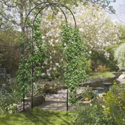 Garden Arch with Trellis for Climbing Plant Support and Tidy Walkways Matte Black Outsunny