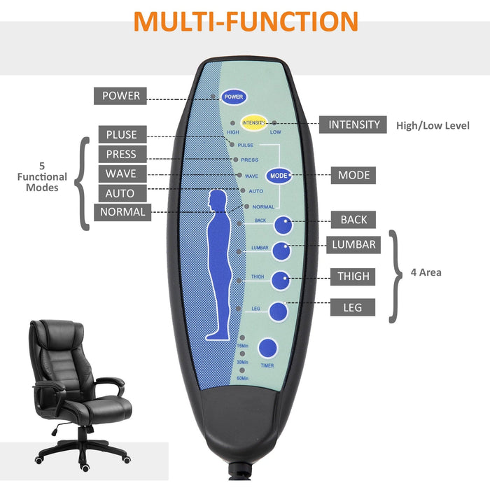 Massage Heated Office Chair, High-Back