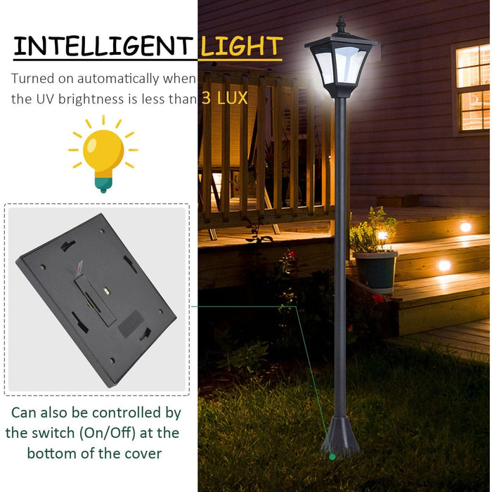 Solar Powered Garden Lamp Post - 1.2M - Black