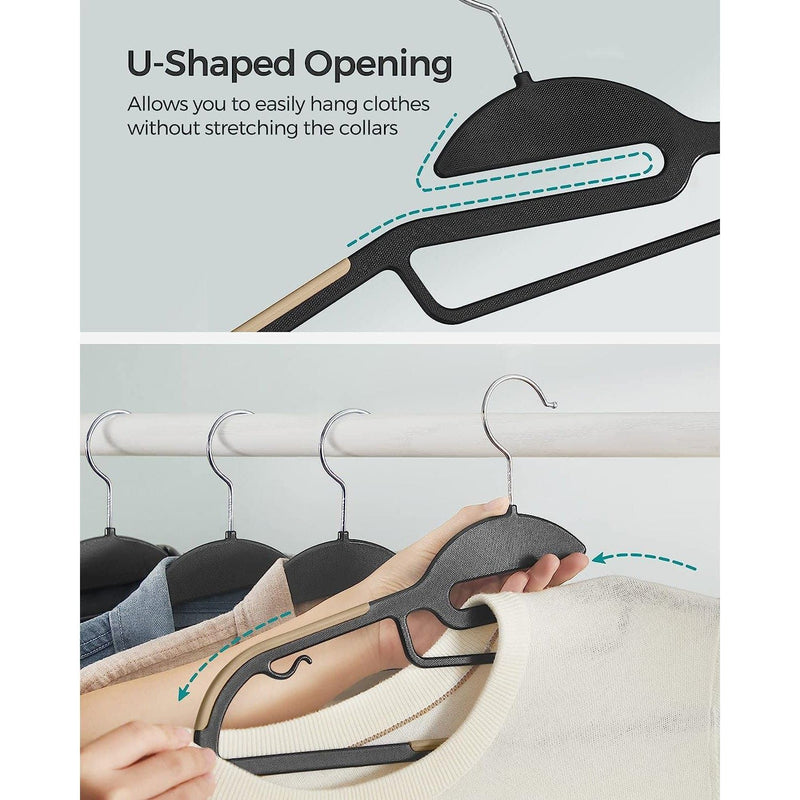 Songmics Non Slip Coat Hangers, Black/Brown (Pack of 20)
