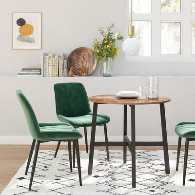 Round Industrial Dining Table by Vasagle - 80cm diameter - features sturdy black steel frame and rustic brown wooden tabletop