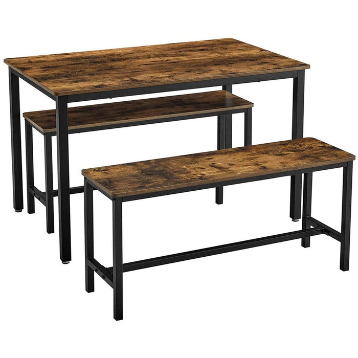 Industrial Dining Table With Benches by Vasagle