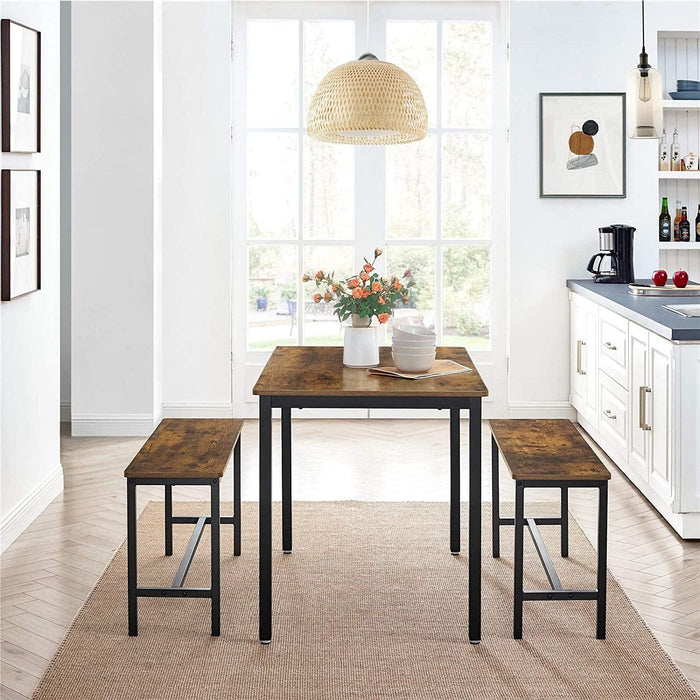 Industrial Dining Table With Benches by Vasagle