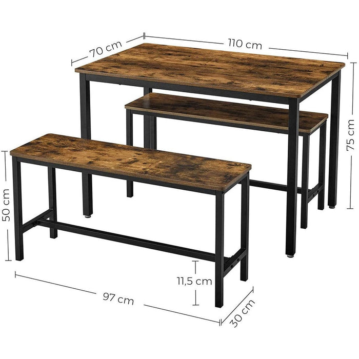 Industrial Dining Table With Benches by Vasagle