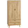 2-Door Wardrobe with Drawers & Rail Homcom