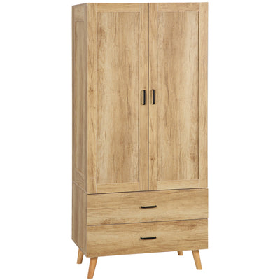 2-Door Wardrobe with Drawers & Rail Homcom