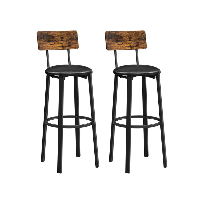 Vasagle Set of 2 Bar Stools With Backs VASAGLE