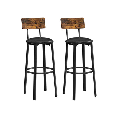 Vasagle Set of 2 Bar Stools With Backs VASAGLE