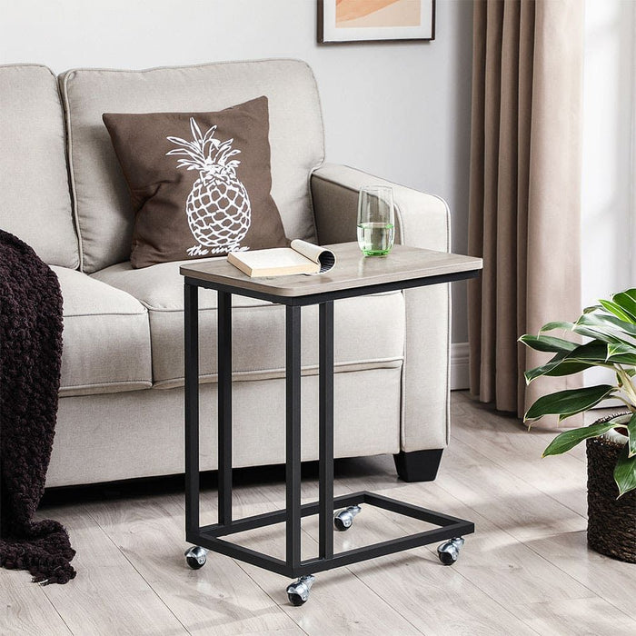 Vasagle Side Table With Wheels Ivory Black