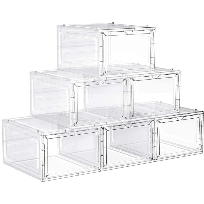 Shoe Storage Boxes Stackable, 6 Slot, Size 10