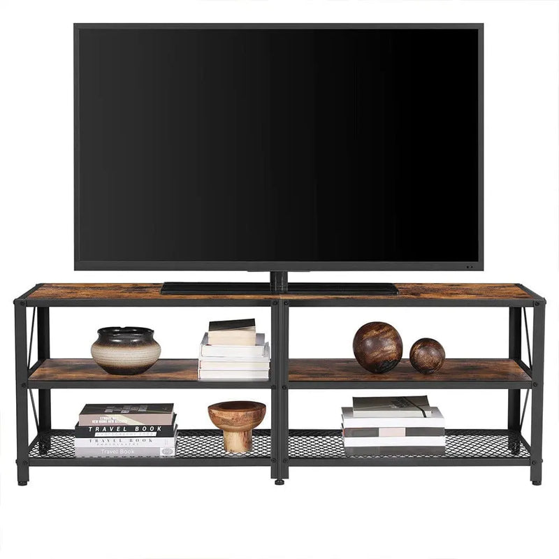 Industrial TV Unit for 60 Inch TV by Vasagle - 140cm wide with two large open shelves for storage