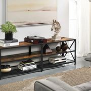 Industrial TV Unit for 60 Inch TV by Vasagle - 140cm wide with two large open shelves for storage