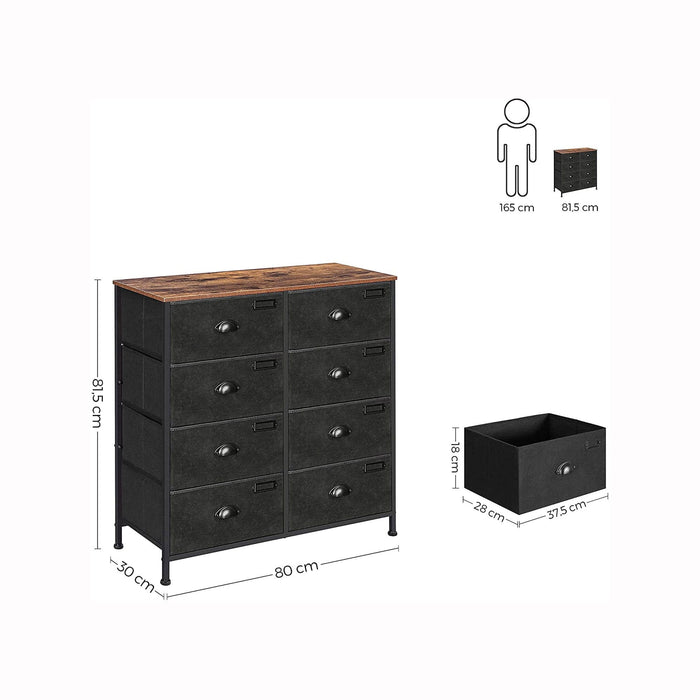 Rustic 8-Drawer Dresser: Brown & Black