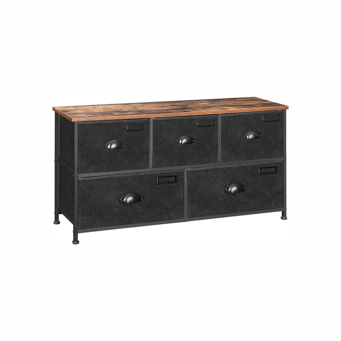Storage Dresser with 5 Fabric Drawers, Brown & Black