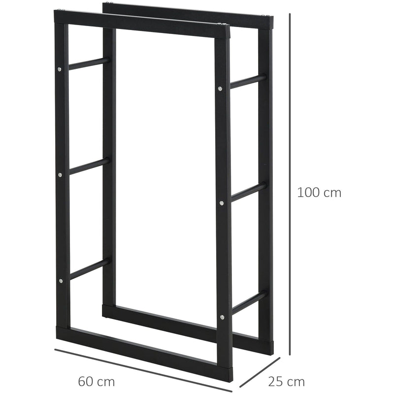 Tall Metal Firewood Log Holder, Indoor/Outdoor, Rust-Resistant