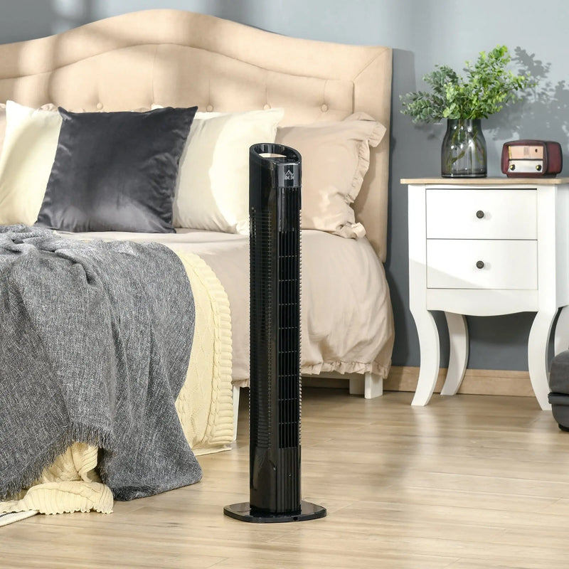 70° Oscillating Tower Fan with Remote, 3 Speed, 7.5h Timer Homcom