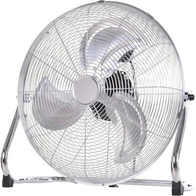20" Chrome High-Velocity Floor Fan: 3-Speed, 100W Homcom