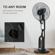 Misting Pedestal Fan, 2.8L Tank, Timer, Remote, Black Homcom