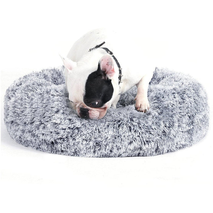 Grey Dog Bed with Soft Plush Cushion