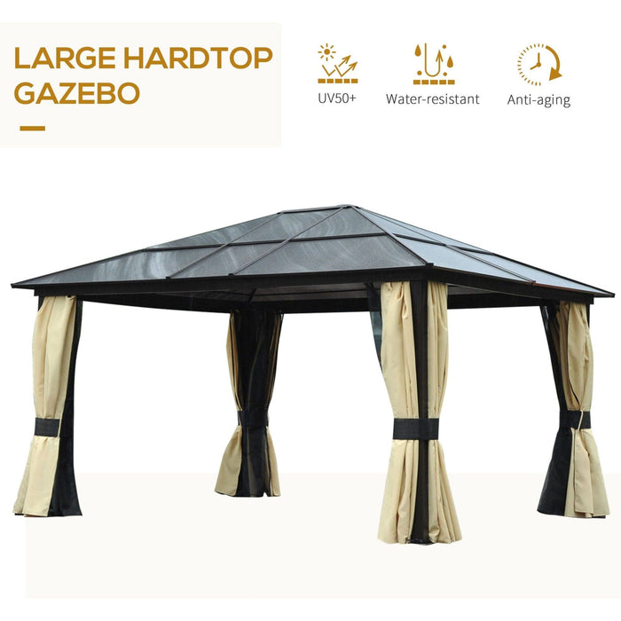 Polycarbonate Hardtop Gazebo, Stylish Garden Pavilion, 4x3.6m