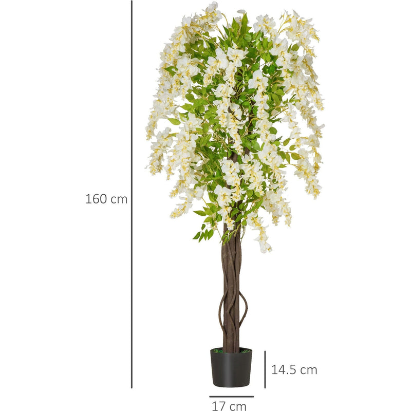 Realistic White Wisteria Tree, 160cm, Indoor/Outdoor Decor