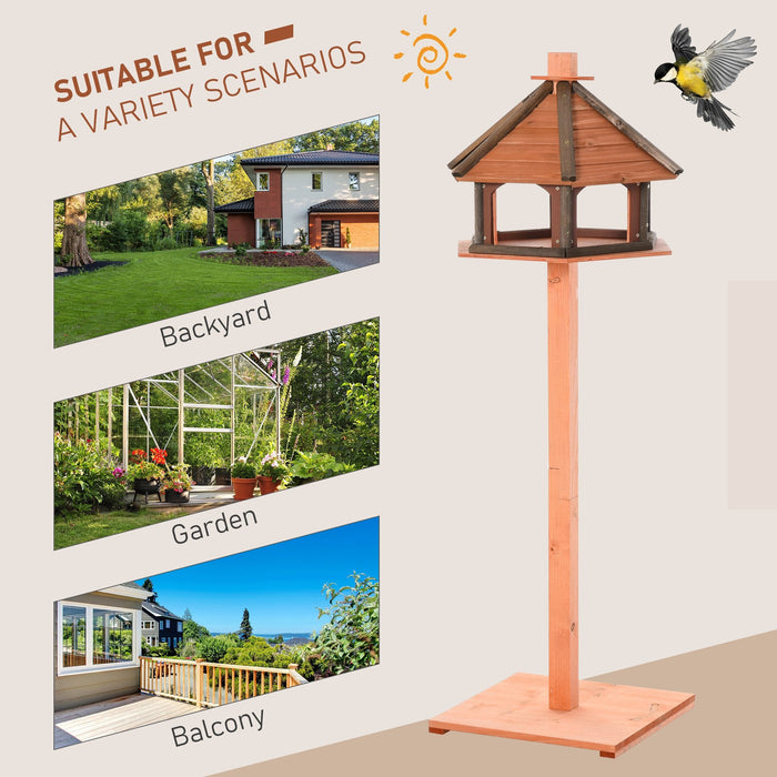 Wooden Bird Feeder Table With Water Resistant Roof, 130cm