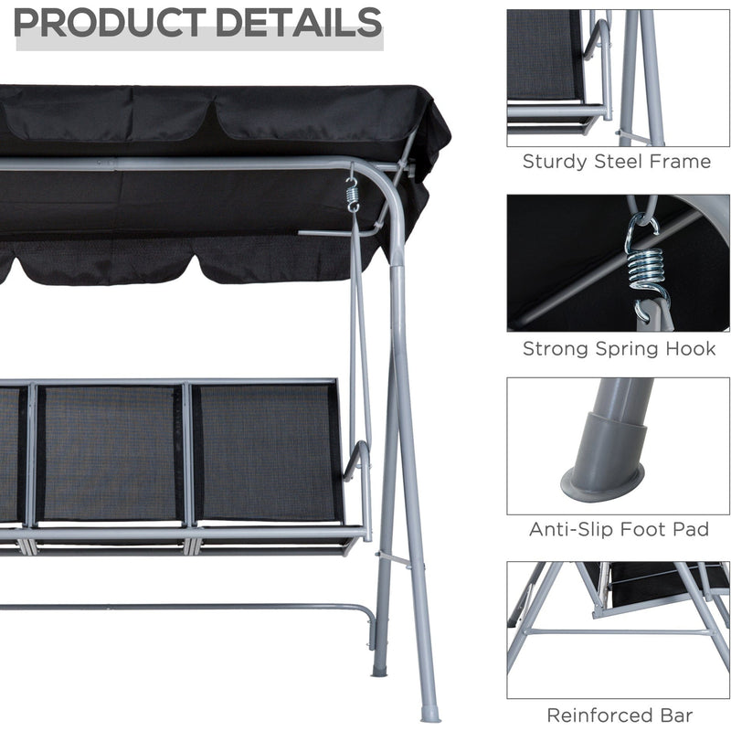 3 Seater Swing Chair Outsunny