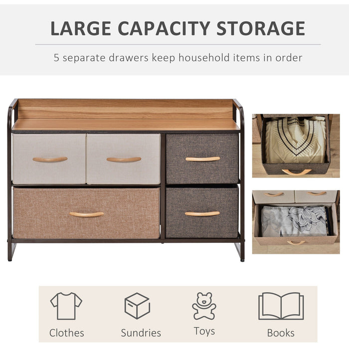 Linen 5-Drawer Dresser with Steel Frame