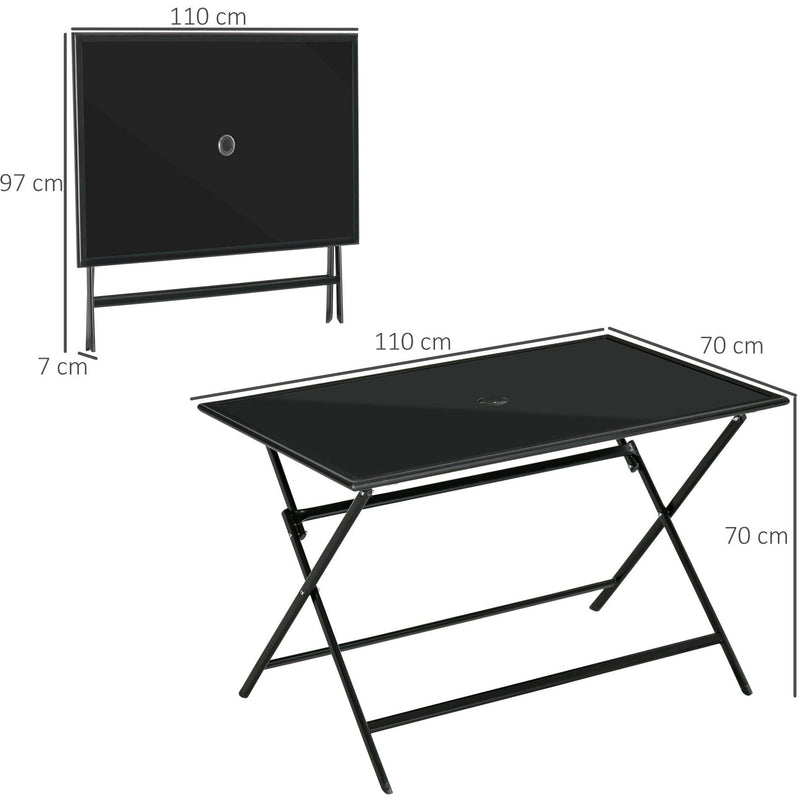 Folding Outdoor Table for 6 with Parasol Hole
