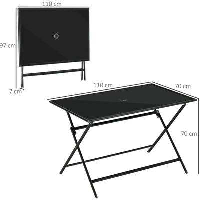 Folding Outdoor Table for 6 with Parasol Hole Outsunny