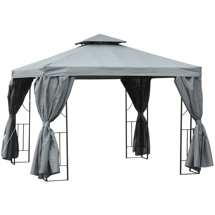 Steel Frame Gazebo With Sidewalls, 3x3m