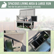 Fir Wood Animal Hutch With Slide Out Tray - Grey Pawhut