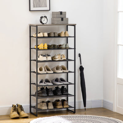 8-Tier Shoe Rack for 21-24 Pairs, Black & Grey Homcom