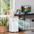 HOMCOM 7000 BTU 4-In-1 Compact Portable Mobile Air Conditioner Unit Cooling Dehumidifying Ventilating w/ Fan Remote LED Display 24 Hr Auto Shut-Down Homcom