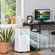 HOMCOM 7000 BTU 4-In-1 Compact Portable Mobile Air Conditioner Unit Cooling Dehumidifying Ventilating w/ Fan Remote LED Display 24 Hr Auto Shut-Down Homcom