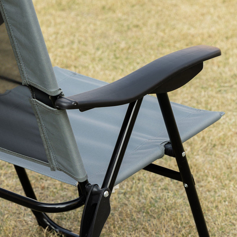 Outsunny Portable Grey Patio Recliner Chairs (Set of 2)