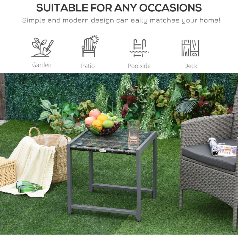 Outsunny Patio Wicker Coffee Table  Garden Rattan Desk