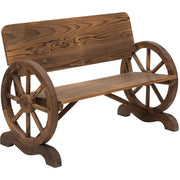 Rustic Wagon Wheel Bench (2 Seater) Outsunny