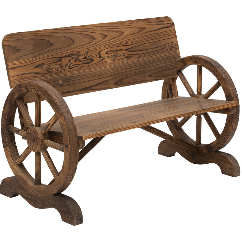 Rustic Wagon Wheel Bench (2 Seater) Outsunny