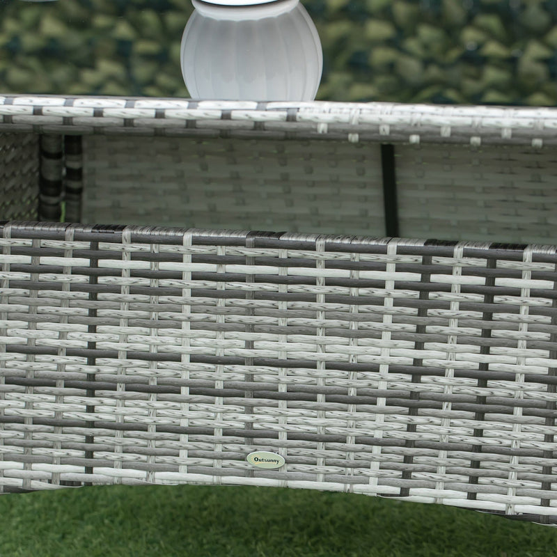 6 Seater Rattan Dining Set with Table - Grey Outsunny