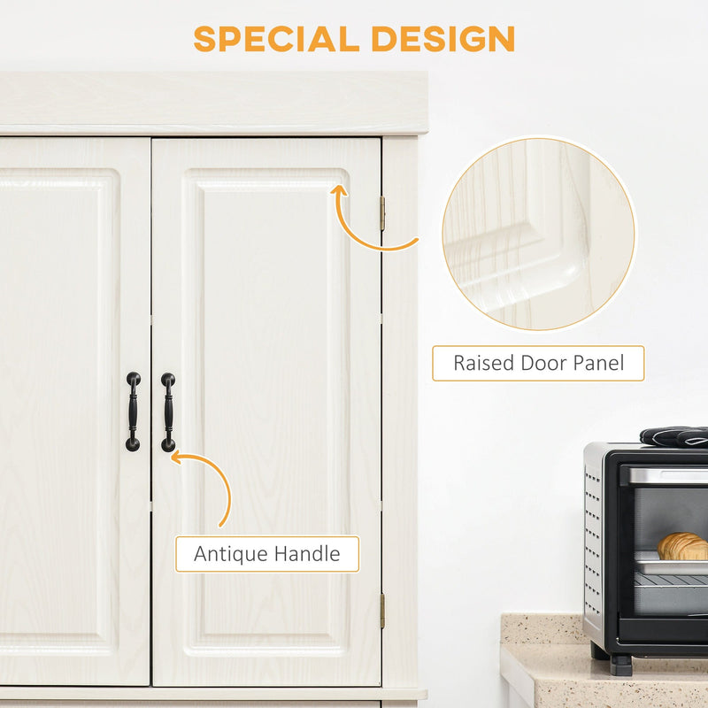 White Wood Grain Kitchen Cupboard with 4 Doors & Shelves