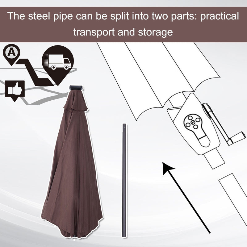 2.7m Garden Umbrella With Lights, Tilt, Crank