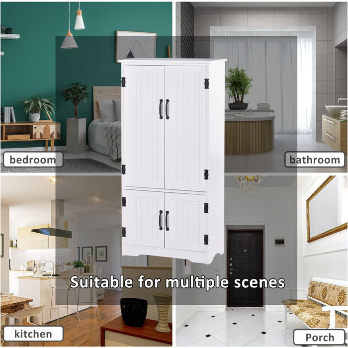 White Floor Storage Cabinet w/ Adjustable Shelves