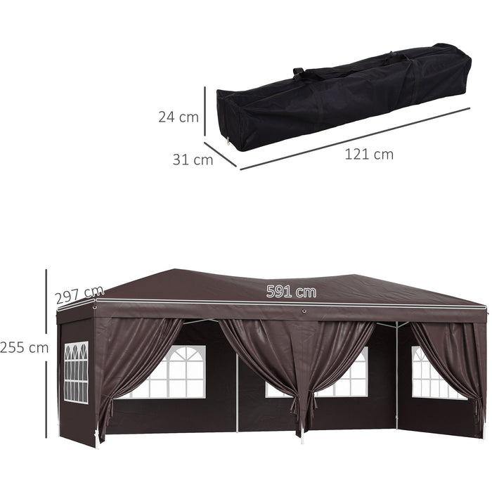 6x3 Pop Up Gazebo With Sides, Double Roof, Waterproof