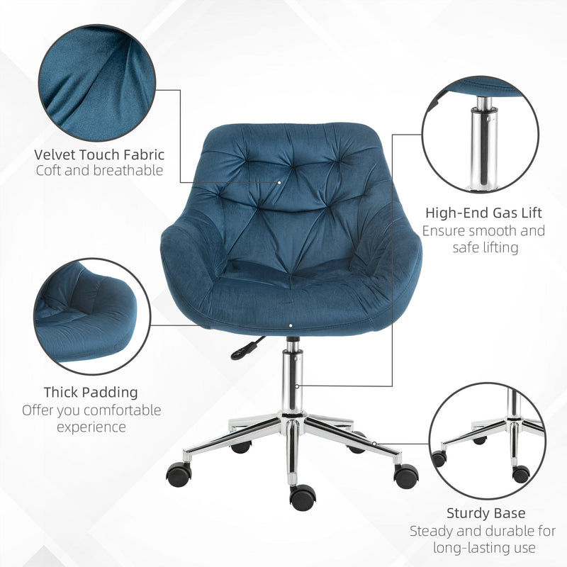 Blue Velvet Ergonomic Office Chair