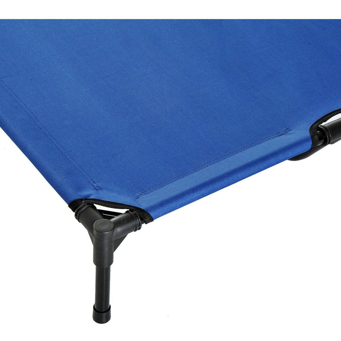 Elevated Camping Pet Bed, Metal Frame, Blue