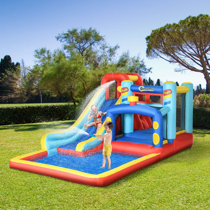 4 in 1 Bouncy Castle w/ Slide, Multicoloured