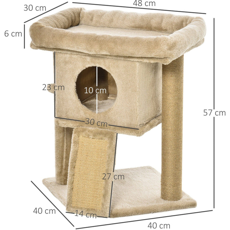 Cat Tree Tower, Jute Scratch Pad, Condo Perch, 40x40x57cm